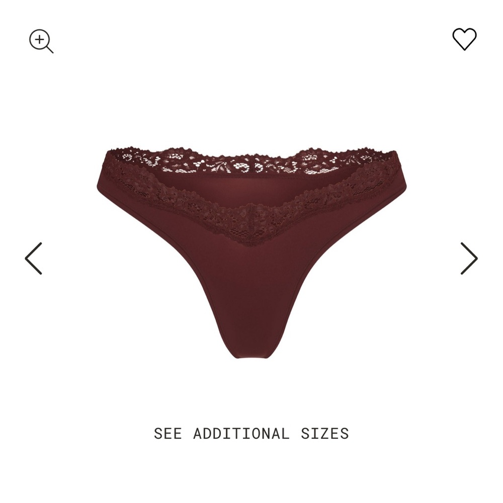 86. $20 SKIMS NWT Fit Everybody Lace Thong in OXBLOOD